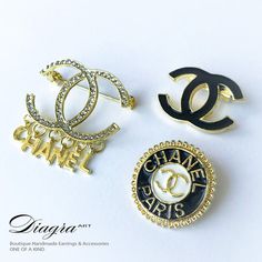 Chanel Pins, Chanel Set, Chanel Brooch, Chanel Inspired, Luxury Earrings, Chanel Earrings, Expensive Jewelry, Chanel Jewelry, Crystal Brooch