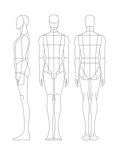 the front and back view of a male mannequin's body, with different angles