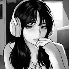 A Girl, Black And White, Music, Anime, White, Black