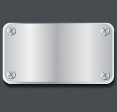 metal plate with screws on the gray background