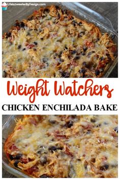 the chicken enchilada bake is ready to be eaten