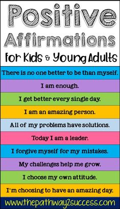 positive affirmations for kids to be young adults