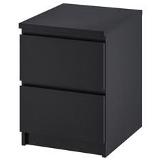 a black filing cabinet with two drawers on the bottom and one drawer open to reveal an empty space