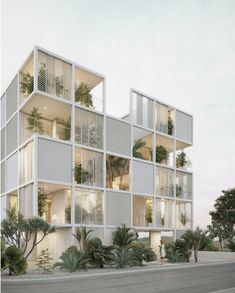 an artist's rendering of a building with plants growing on the balconies