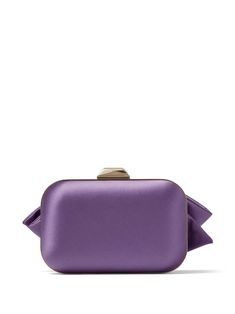 Farfetch Purple Bag, Beautiful Wardrobe, Designer Clutch, Engraved Logo, Bow Detail, Jimmy Choo, Evening Bags