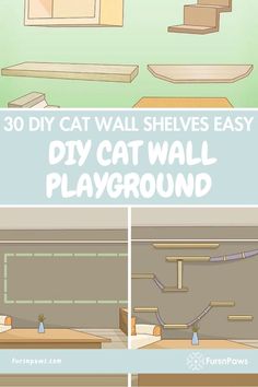 DIY Cat Wall Playground Diy Cat Wall Shelves, Cat Wall Stairs, Diy Cat Wall Ideas, Cat Playground Diy, Diy Cat Wall, Cat Wall Playground, Diy Cat Shelves, Cat Walkway, Diy Climbing Wall