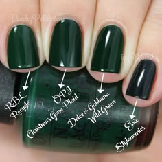 High Nails, Dark Green Nail Polish, Nails Grunge, Opi Nail Colors, Nails Opi, Dark Green Nails, Polish Nails