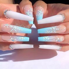 Winter Nail Designs Snowflakes, Azul Nails, Christmas Nail Stickers, Plaid Nails, Nail Design Inspiration, Snowflake Nails, Acrylic Nails Coffin Pink, Christmas Nails Acrylic, Winter Nail Designs