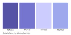 purple color scheme with the names and colors in each section, including one blue hue