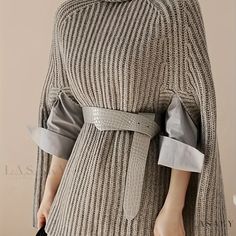 Lasaky - Exquisite Womens Ribbed Knit Sweater featuring Cape Sleeve and Turtle Neck, Perfect for Fall & Winter Wardrobe Collection Casual Cape, Turtleneck Cape, Poncho Pullover, Women Turtleneck, Womens Poncho, Pullover Mode, Cape Sweater, Style Japonais, Stylish Sweaters