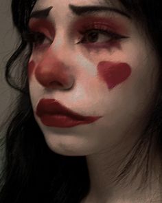 Heart red clown makeup Halloweenský Makeup, Most Paused Movie Scenes, Dope Makeup