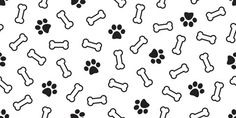 black and white dog paw prints on a white background for wallpaper or wrapping paper