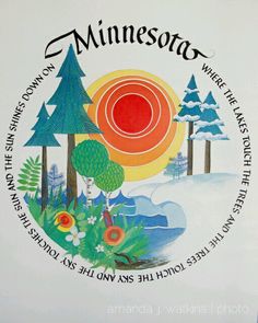 minnesota state seal with trees and sun in the background on a white paper sheet that says minnesota