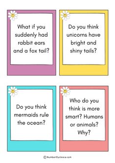 four different types of cards with the words do you think that humans are animals?