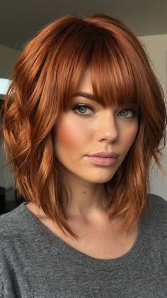 Sleek 51 Captivating Copper Hair Color Ideas for Rose Gold Copper 🌼 Copper Color Melt, Copper Bob Hair, Copper Lob, Hair With Undercut, Copper Hair Color Ideas, Hair Dye Tips, Shades Of Red Hair, Framing Highlights, Color Melt