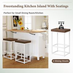 the kitchen island with seatings is perfect for small dining room / kitchen barstools