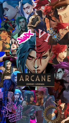 the cover art for arcane league - legend's, featuring many different characters