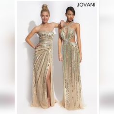 Beautiful Brand New Full Length Prom Dress Gown. Strapless, Flowy With High Slit. Nude Neutral Beige Tan Champagne Color With Sequin Sparkle Crystal Beads. Brand New Authentic Jovani 88321 Retails For $550. This Is A Steal! High End Designer. Shown On The Left In The Stock Photo. Could Be Worn For Wedding, Gala, Costume, Party, Or Any Event. See Photos For Details. Check Out My Closet For Other Great Items And Throw Together A Bundle To Save On Your Purchase! New To Poshmark? Use Code Steele18_ Jovani Gown, Off Shoulder Cocktail Dress, Jovani Prom, Strapless Evening Gowns, Prom Dress Color, Prom Dresses Jovani, Prom Dresses Gowns, 2014 Dresses, Jovani Dresses