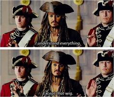 captain jack sparrow and johnny depple from the movie pirates, with caption that reads