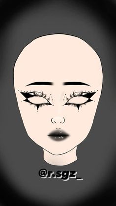 Alt Makeup Face Chart, Emo Makeup Ideas Goth, Eyeliner Drawings On Face, Goth Mommy Makeup, Goth Makeup Face Chart, Emo Graphic Liner, Black And White Goth Makeup, Halloween Makeup Face Charts, Face Drawing Makeup