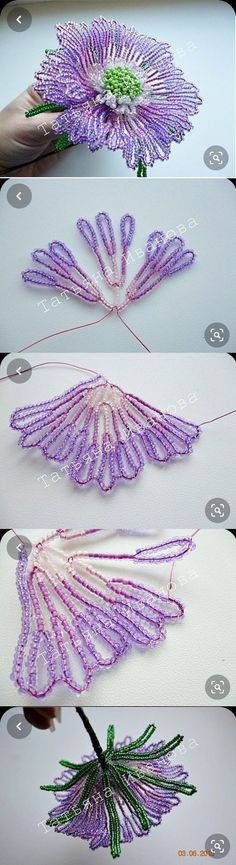 the process of making flowers out of beads