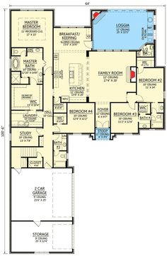 the floor plan for this house is very large and has two master suites on each side