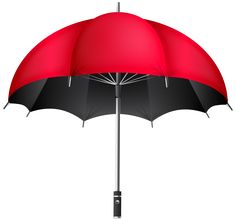 an open umbrella with black and red colors