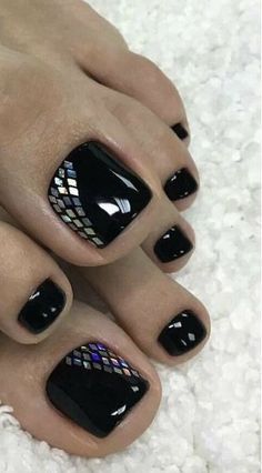 Toe Nails Designs, Foot Nail Art, Black Toe Nails, Toenail Art Designs, Easy Toe Nail Designs, Simple Toe Nails, Pedicure Designs Toenails, Foot Nail, Kit Manicure