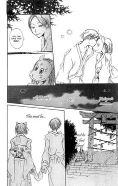 an anime story page with two people holding hands