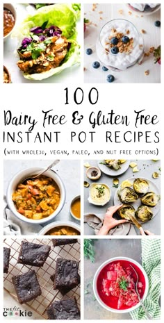 the cover of 100 dairy free and gluten free instant pot recipes