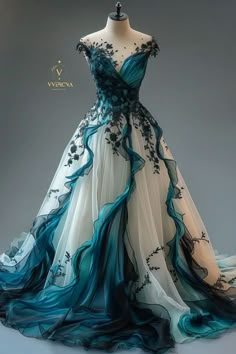 Cool Dresses, 파티 드레스, Fantasy Clothes, Fashion Drawing Dresses, Fantasy Outfits, Fantasy Dresses, Fashion Illustration Dresses, Dress Design Sketches, Couture Mode