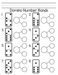 the domino number bonds worksheet is shown in black and white with numbers on it