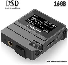 an electronic device with the words dsd written on it and description in black below