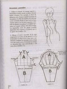 an open book with instructions on how to sew the top and bottom part of a dress