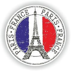 a sticker with the eiffel tower in france on it's side