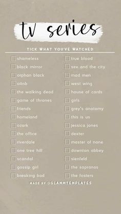 a checklist with the words tv series written on it