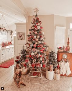 a decorated christmas tree in a living room