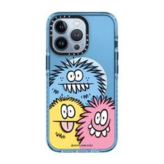 an iphone case with three cartoon characters on it