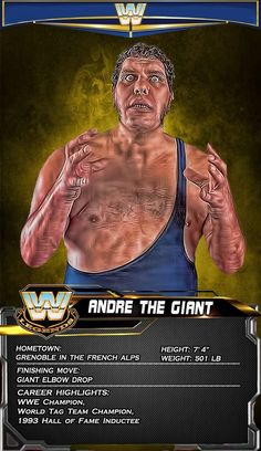 an image of a wrestling card with the wrestler on it's chest and arms