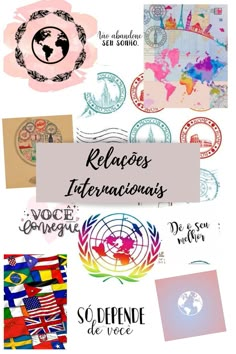 some different logos and stickers on a white background with the words reloques internationals