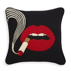 Jonathan Adler Pillow, Lips Pillow, Needlepoint Pillow, Bold Red Lips, Needlepoint Pillows, Gift Bows, Jonathan Adler, Pillow Collection, Pillows And Throws