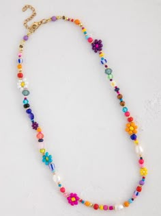 Boho Beaded Daisy & Pearl Choker – Natural Life Daisy Necklace Beads, Colorful Flower-shaped Beaded Necklaces For Summer, Flower-shaped Colorful Beaded Necklaces For Summer, Summer Flower-shaped Beaded Necklaces With Colorful Beads, Multicolor Beaded Chain Necklace For Spring, Multicolor Flower-shaped Beaded Necklaces, Colorful Beads Spring Festival Necklace, Colorful Beaded Necklaces For Spring, Handmade Multicolor Beaded Necklaces For Spring