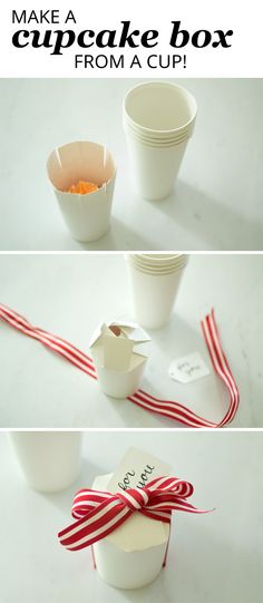 the instructions to make a cupcake box from a cup