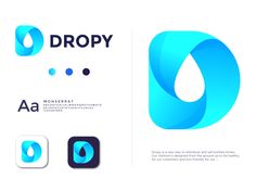 the logos for dropy are designed in blue and black