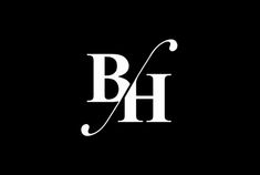 the letter b and h is shown in white on a black background with an elegant design