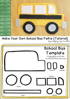 an image of a school bus cut out from felt