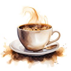 a painting of a cup of coffee on a saucer