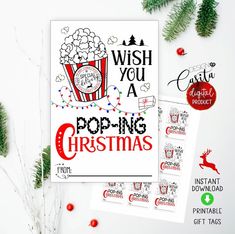 a christmas card with the words wish you a popping holiday