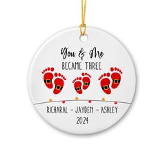 personalized christmas ornament with three feet