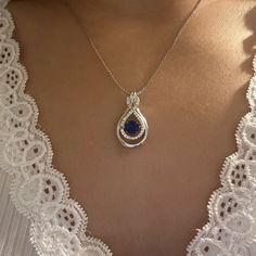 Sterling Silver Sapphire Necklace From Helzberg Antique Silver Jewelry Necklace, Silver Sapphire Necklace, Navy Necklace, Antique Silver Jewelry, Silver Jewelry Necklace, Sapphire Necklace, Womens Jewelry Necklace, Sapphire, Silver Jewelry